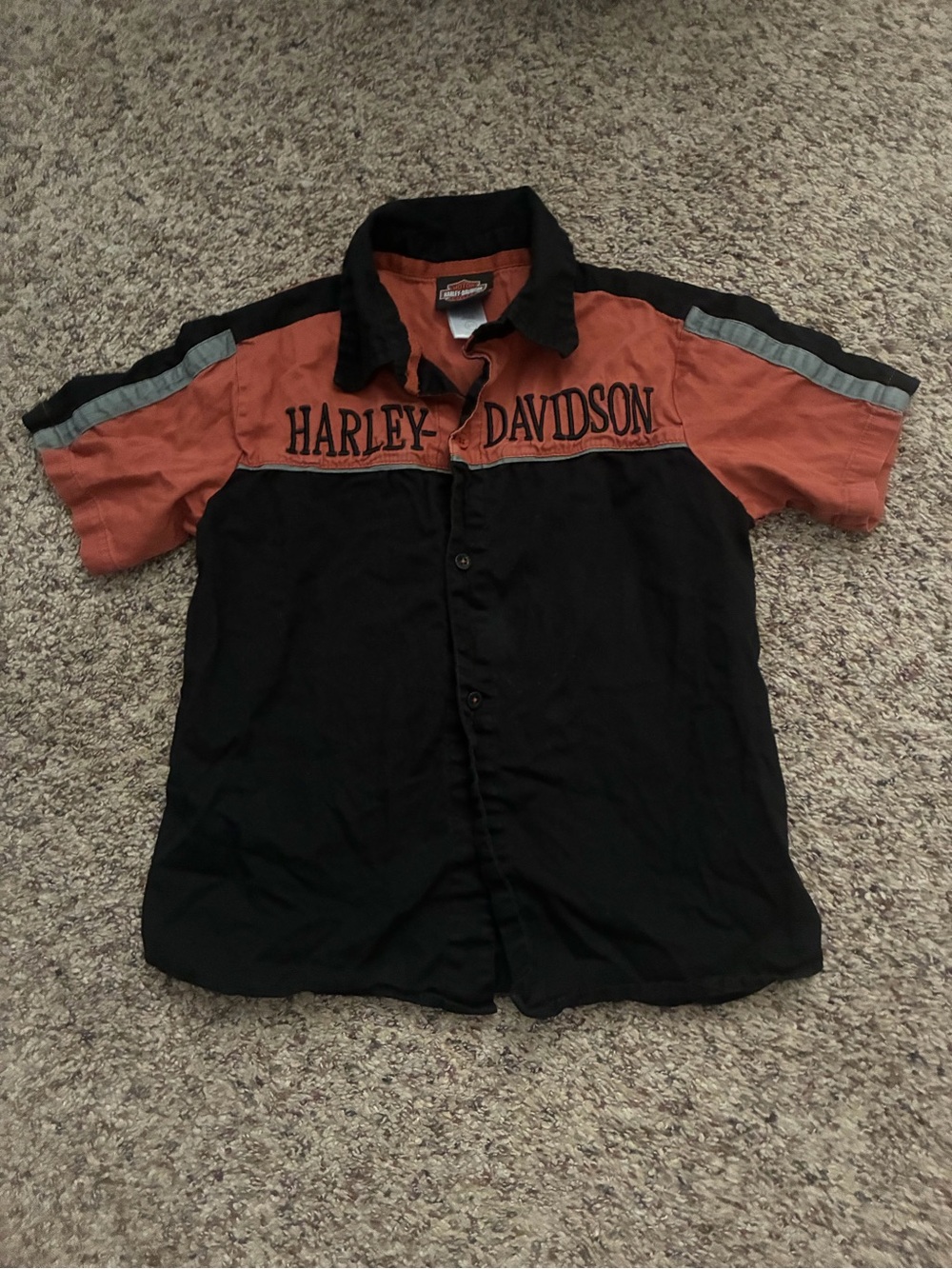 Harley-Davidson Kids Black and Orange Button-Up Shirt